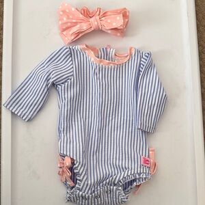 Ruffle Butts Seersucker Rash Guard with Matching Bow